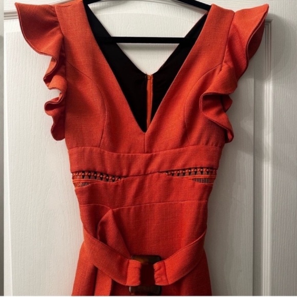 Sold 🎈PatBO Orange Asymmetrical Sheath Dress with Plunge Neckline 6 - Picture 6 of 8